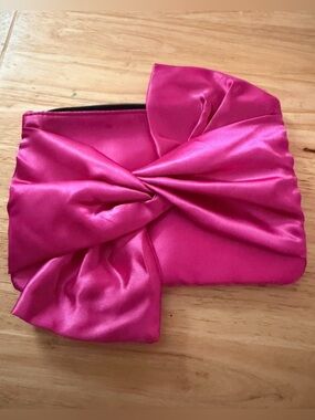 Ipsy Fuchsia Satin Knot Clutch Bag